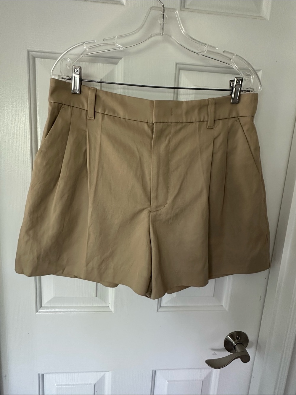 Madewell High-Waist Pleated Tan Shorts